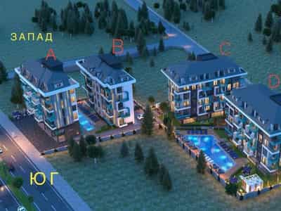 Уютная квартира 1+1 с видом на горы, в центре Алании, у пляжа Клеопатра (14800)