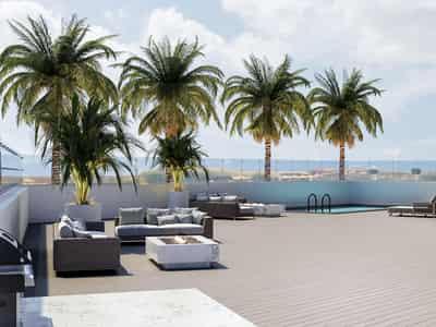 New complex of townhouses and flats Bay Residence with swimming pools near the marina, Yas Island, Abu Dhabi, UAE