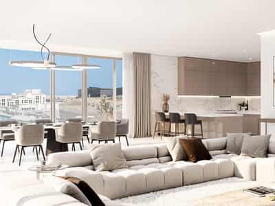 New complex of townhouses and flats Bay Residence with swimming pools near the marina, Yas Island, Abu Dhabi, UAE