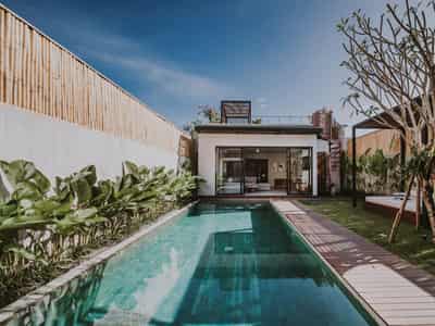 New guarded complex of villas near the ocean, Bali, Indonesia
