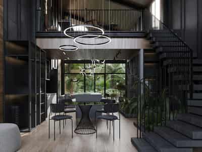 Complex of furnished villas with swimming pools near the beach, Ungasan, Bali, Indonesia
