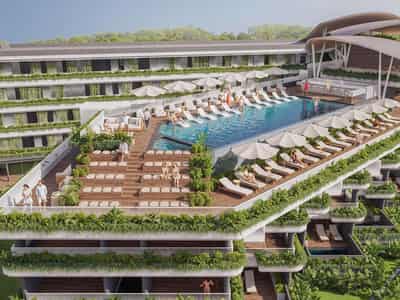 New residential complex with a swimming pool, a gym and a spa in Nuanu City, Bali, Indonesia