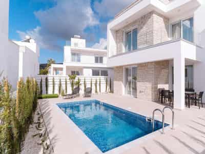 Complex of villas with swimming pools and gardens near the beaches, Paphos, Cyprus