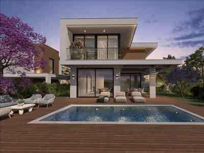 New complex of villas with swimming pools and gardens close to the beach, Mouttagiaka, Cyprus