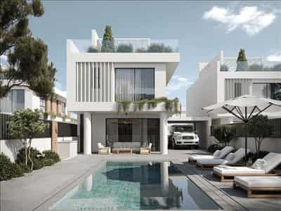New complex of villas with swimming pools and roof-top gardens close to the sea, Paralimni, Cyprus