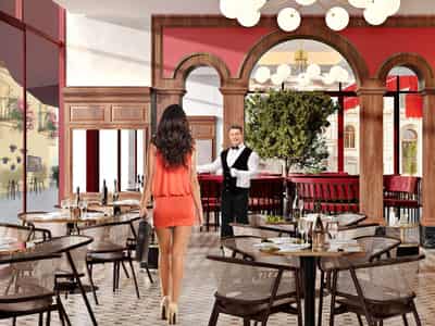Residential complex with its own beach, restaurants and party clubs, The World Islands, Dubai, UAE