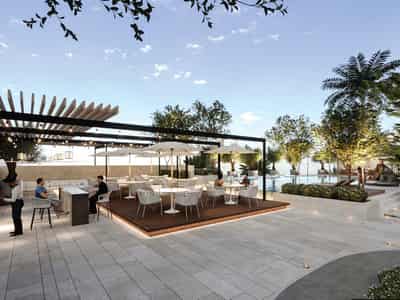 New high-rise residence Lilium Tower with a swimming pool in the prestigious area of JVT, Dubai, UAE
