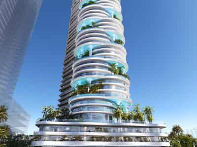 New high-rise residence Damac Casa with swimming pools and gardens, Dubai Media city, Dubai, UAE