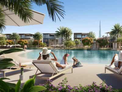 Новая закрытая резиденция Nad al Sheba Gardens с лагуной и бассейном рядом с автомагистралями, Nad Al Sheba 1, Дубай, ОАЭ