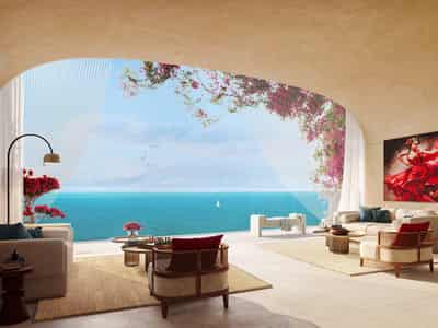 New residence Marbella with swimming pools, a spa center and a beach, Europe Island, Dubai, UAE