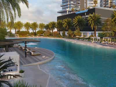 New high-rise residence Claydon House with three swimming pools, a lagoon and a promenade, Nad Al Sheba 1, Dubai, UAE