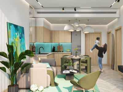 New Evergreens Residence with a swimming pool, a green area and a shopping mall, Damac Hills 2, Dubai, UAE