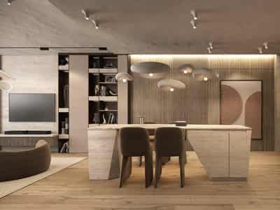 New residence Peace Lagoons with swimming pools, a water park and a spa center, Al Wadi, Dubai, UAE