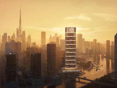 New high-rise residence One by Binghatti with swimming pools and a tennis court in the central area of Business Bay, Dubai, UAE