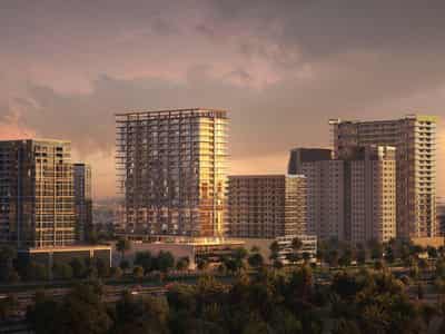 Apartments in the new Ivory residence with swimming pools and a mini golf course in the Al Jaddaf area, Dubai