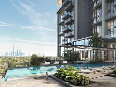 Apartments in the new residence The Highgrove with swimming pools, spa and restaurant in the area of Nad Al Sheba 1/Meydan, Dubai