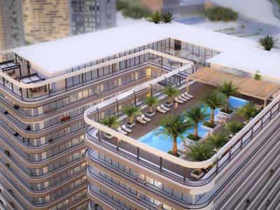 New residence The Community Sports Arena with a swimming pool and a lounge area, Dubai Sports City, Dubai, UAE