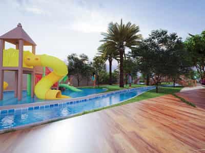 New complex of furnished apartments Maimoon Gardens with a swimming pool, a waterfall and sports grounds, JVC, Dubai, UAE
