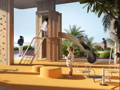 New TETR1S Residence with swimming pools, gardens and a lounge area, JVC, Dubai, UAE