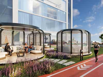 High-rise residential complex Timez with a wide range of amenities in the Silicon Oasis area, Dubai, UAE