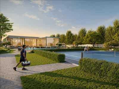 New residential complex DG Villas with swimming pools, golf courses, tennis and golf academies, Jumeirah Golf Estate, Dubai, UAE