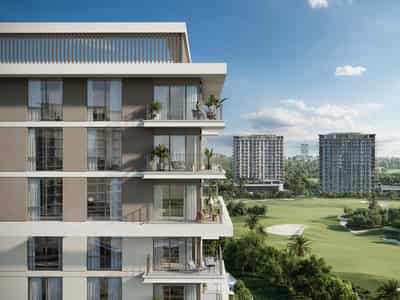 Townhouses in the new residential complex ES Golf Meadow with swimming pools, lounge areas and a golf course, Emaar South, Dubai, UAE