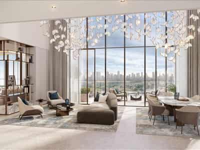 Penthouse in the new high-rise Atelis project with pools, gardens and a direct access to the promenade, Dubai Design District, Dubai, UAE