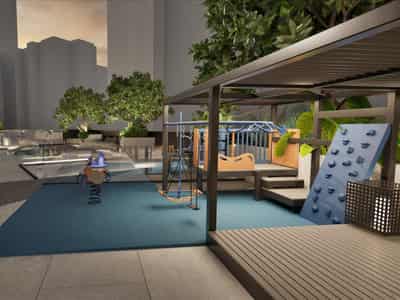 New Esplora Residence with a swimming pool, green and lounge areas, JVC, Dubai, UAE