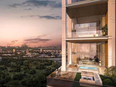 Duplex apartments with private swimming pools in the new Sierra Residence with gardens and fitness spaces, Motor City, Dubai, UAE