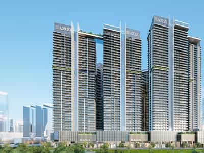 New high-rise complex Milan Heights with infinity pools and tennis courts, City of Arabia, Dubai, UAE
