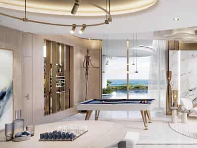 New complex of furnished apartments Sunset Bay 5 with a swimming pool and a direct access to beaches, Dubai Islands, UAE