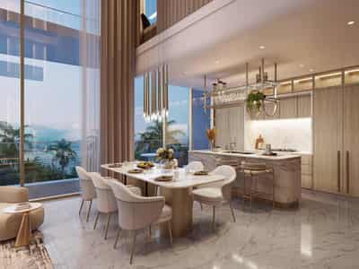 Новый комплекс меблированных апартаментов Sunset Bay 5 с бассейном и прямым выходом к пляжам, Dubai islands, Дубай, ОАЭ