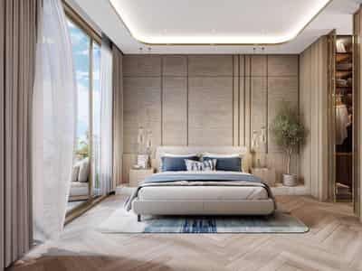 Новый комплекс меблированных апартаментов Sunset Bay 5 с бассейном и прямым выходом к пляжам, Dubai islands, Дубай, ОАЭ