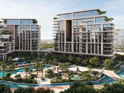 New project City Walk Crestlane 4|5 with swimming pools, lawns and water features, Al Wasl, Dubai, UAE