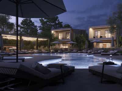 New residential complex with two swimming pools at 100 meters from the sea, Nikiti, Greece
