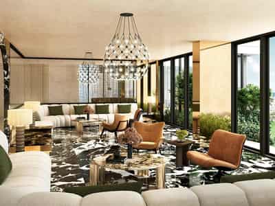 High-rise residential complex with loft apartments next to the metro, in the business district of Bangkok, Thailand