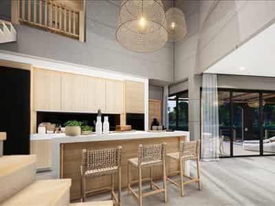 Complex of villas with swimming pools and gardens near the beach, Samui, Thailand