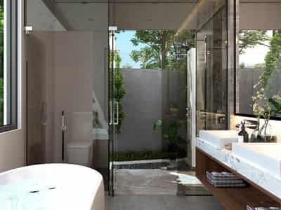 Complex of villas with swimming pools and gardens close to Layan Beach, Phuket, Thailand
