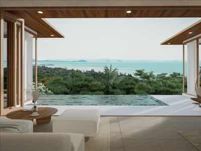 Gated complex of villas with swimming pools at 400 meters from the coast, Samui, Thailand