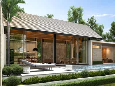 New complex of villas with swimming pools and gardens close to layan Beach, Phuket, Thailand