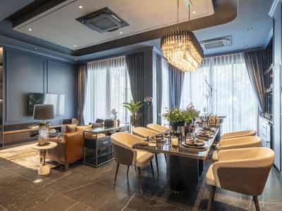 Complex of villas with swimming pools, lounge areas and clubhouses, Bangkok, Thailand