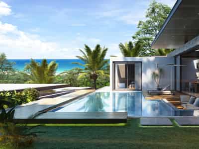 Gated complex of villas with a view of the sea, a restaurant and swimming pools, Phuket, Thailand