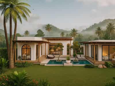 Complex of furnished villas with swimming pools, gardens and picturesque views close to Bang Po Beach, Samui, Thailand