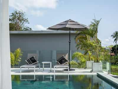 Complex of modern villas with swimming pools and views of the sea close to the international airport and the beach, Samui, Thailand
