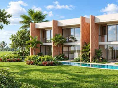 New complex of villas with swimming pool and townhouses, 650 meters from the coast, Ban Tai, Samui, Thailand