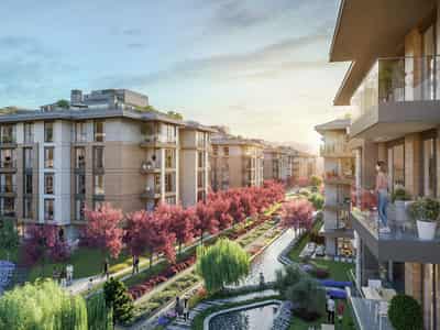 Modern residential complex near the forest, in the greenest district of the city, Istanbul, Turkey