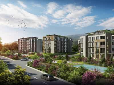 Modern residential complex near the forest, in the greenest district of the city, Istanbul, Turkey
