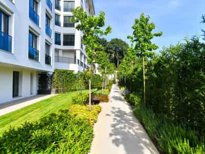 Modern residential complex with swimming pools and sports grounds, near the beach and the Bosphorus, Istanbul, Turkey