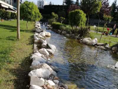 Residential complex with garden and lake view, near Çamlıca Tower, Umraniye, Istanbul, Turkey