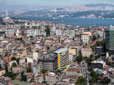Modern residence with a panoramic view of the city in the center of the business district of Sisli, Istanbul, Turkey